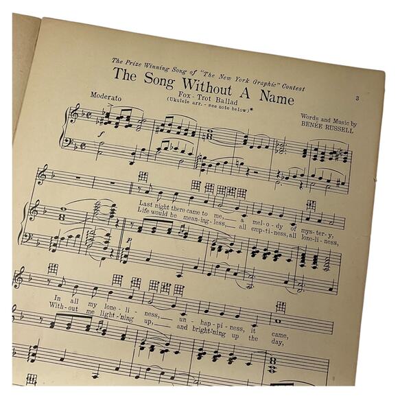The Song Without A Name Sheet Music Rudy Valee Benee Russell Fox Trot Song - Picture 3 of 6